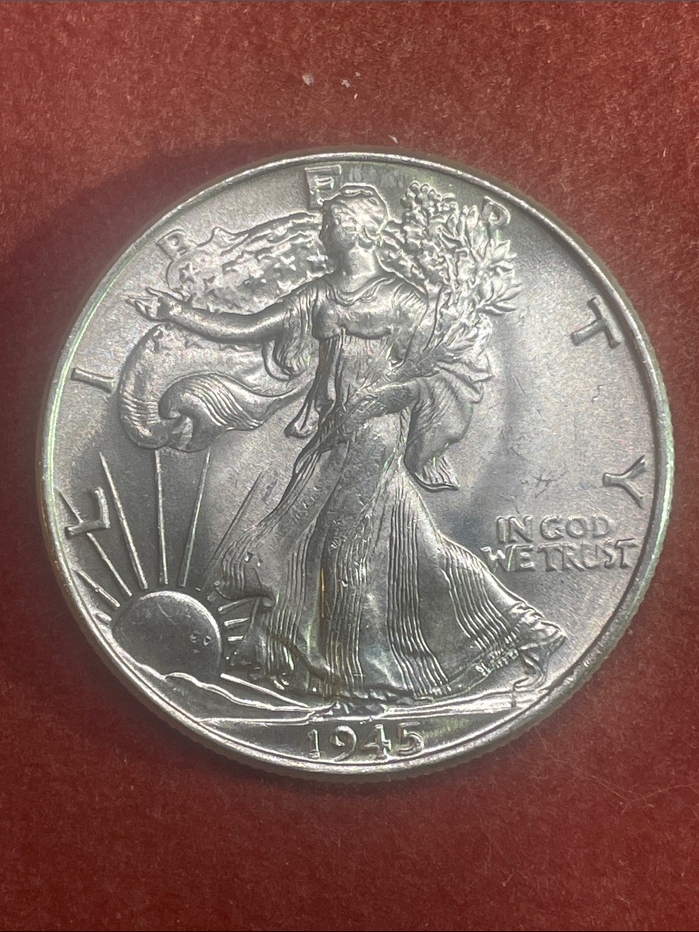 Vintage 1945 Walking Liberty Half Dollar Brilliant Uncirculated Gem 90% Silver